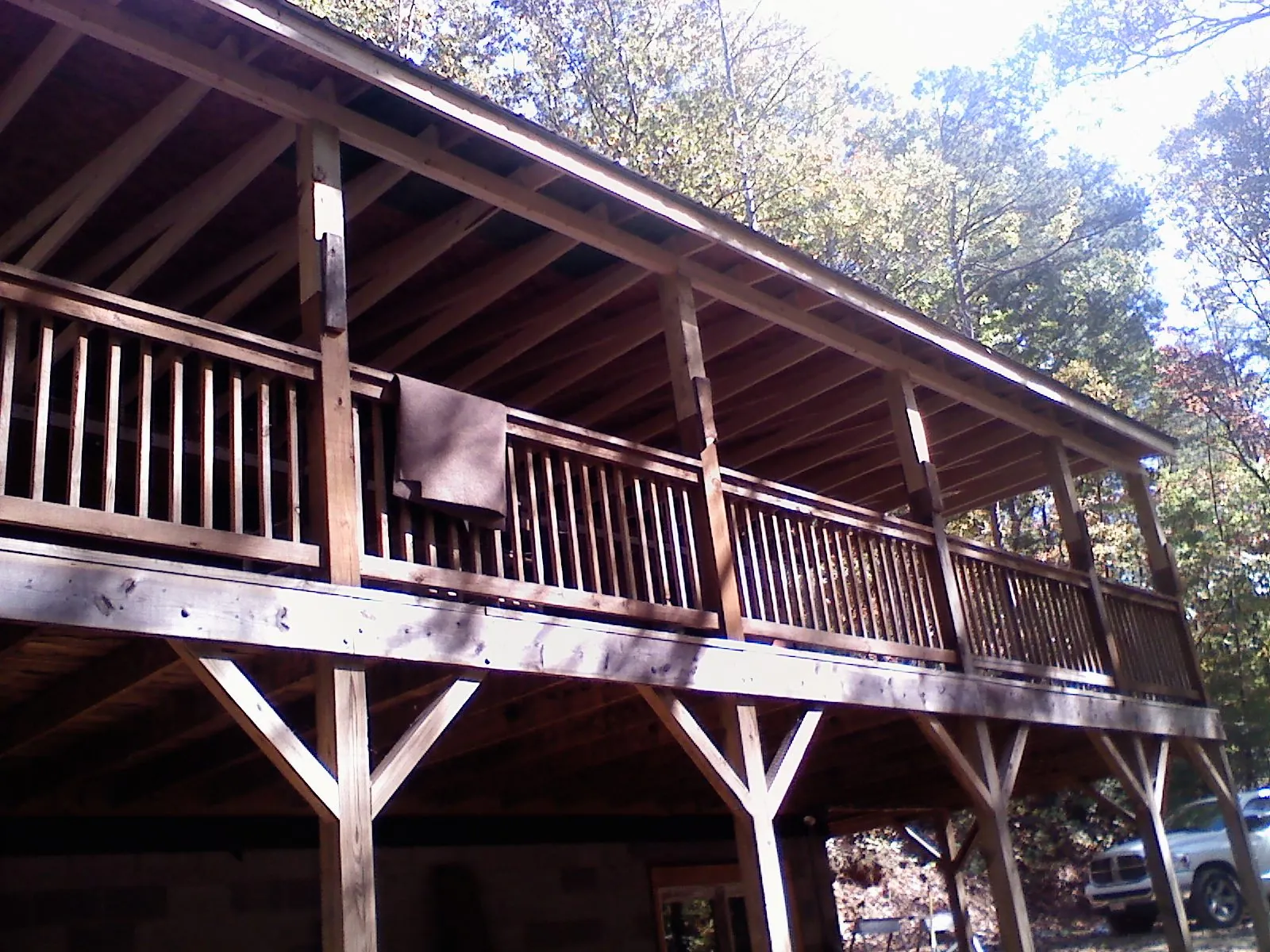 Timber framing under a new elevated porch and deck — Roof Leak Repair in Thorntown by Roofing Brothers
